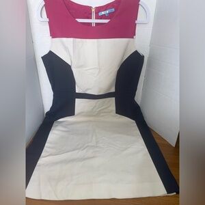 Antonio Melani Form Fitting Dress Pink Navy Cream Ladies Size 12 Sleeveless